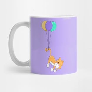 Cute Baby Cat Flying with Balloons Mug